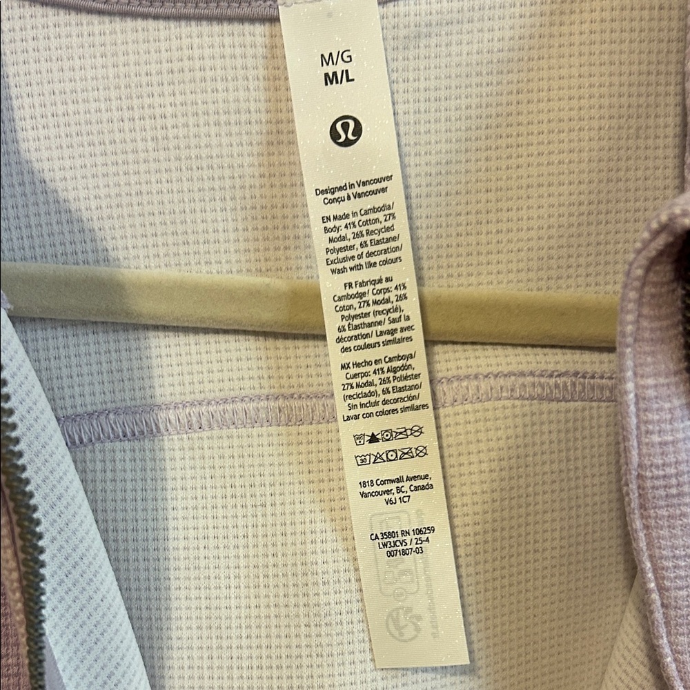 lululemon athletica light lavender waffle-knit zip hoodie - Picture 2 of 7